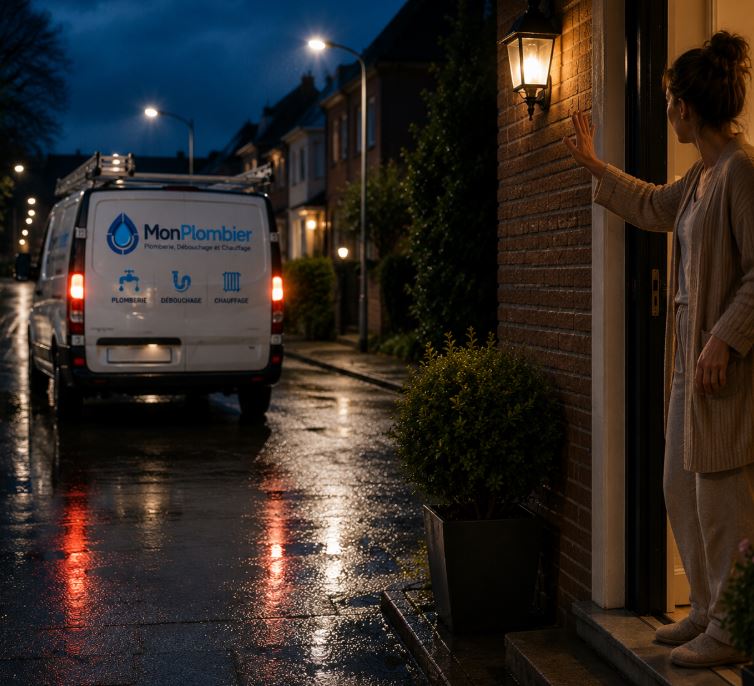 camion monplombier intervention la nuit à Halen